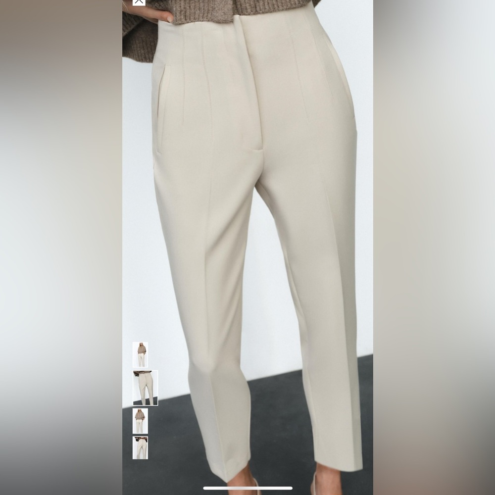 Zara Cream High Waisted Pants - Picture 4 of 12